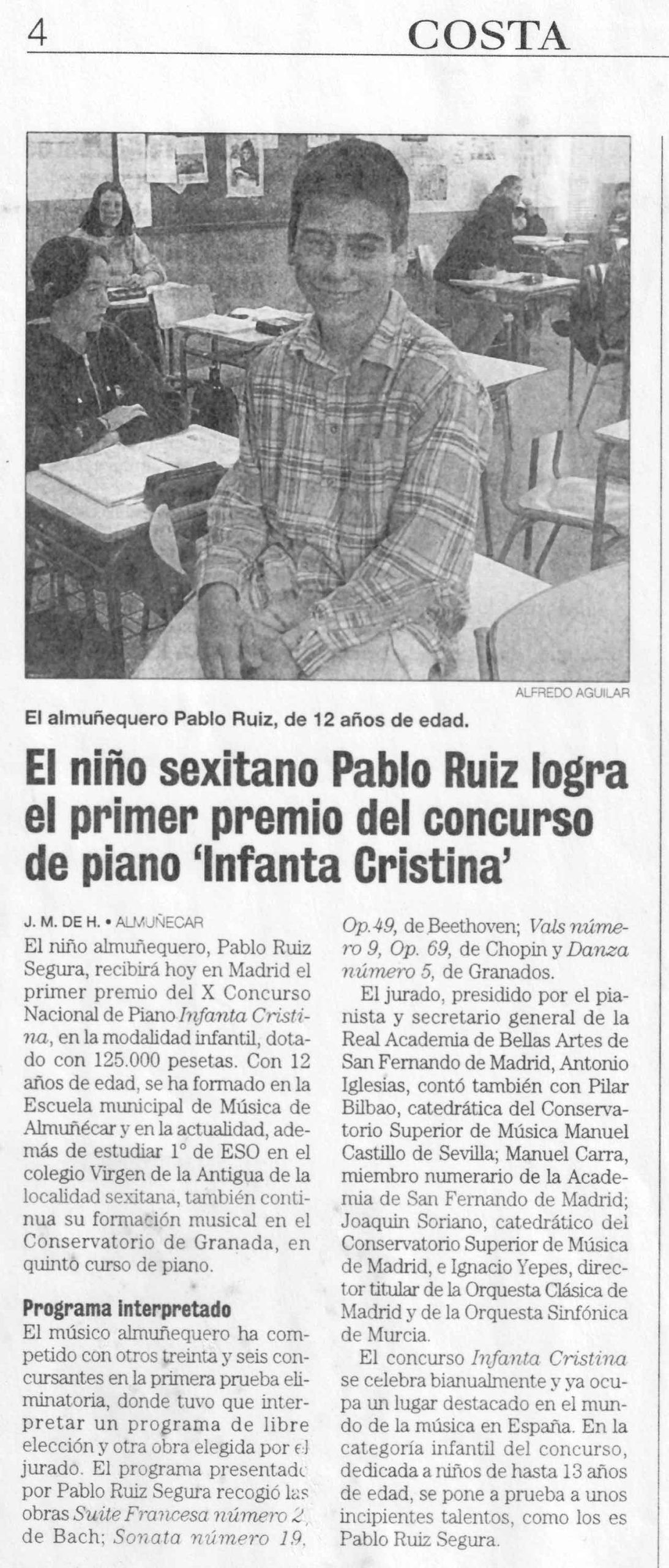 Pablo Ruiz Segura in Costa Tropical newspaper
